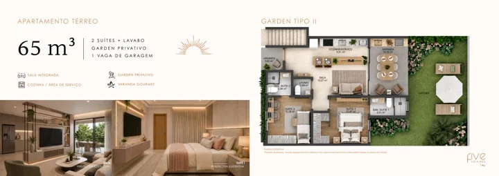 Planta ilustrativa do garden tipo II; abrir para ampliar