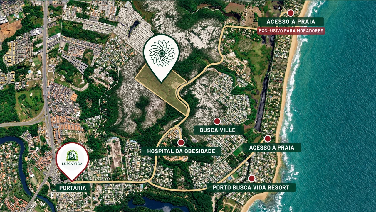 Mapa de localização apresentado no pré-book